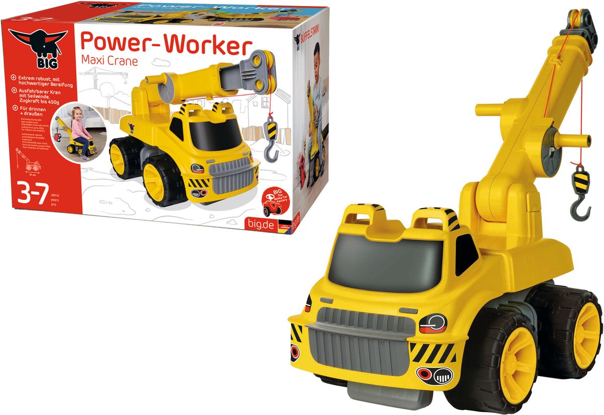 BIG - Power-Worker - Maxi Kraanwagen - Vanaf 3 jaar - Loopauto - Buitenspeelgoed Loopauto kopen online