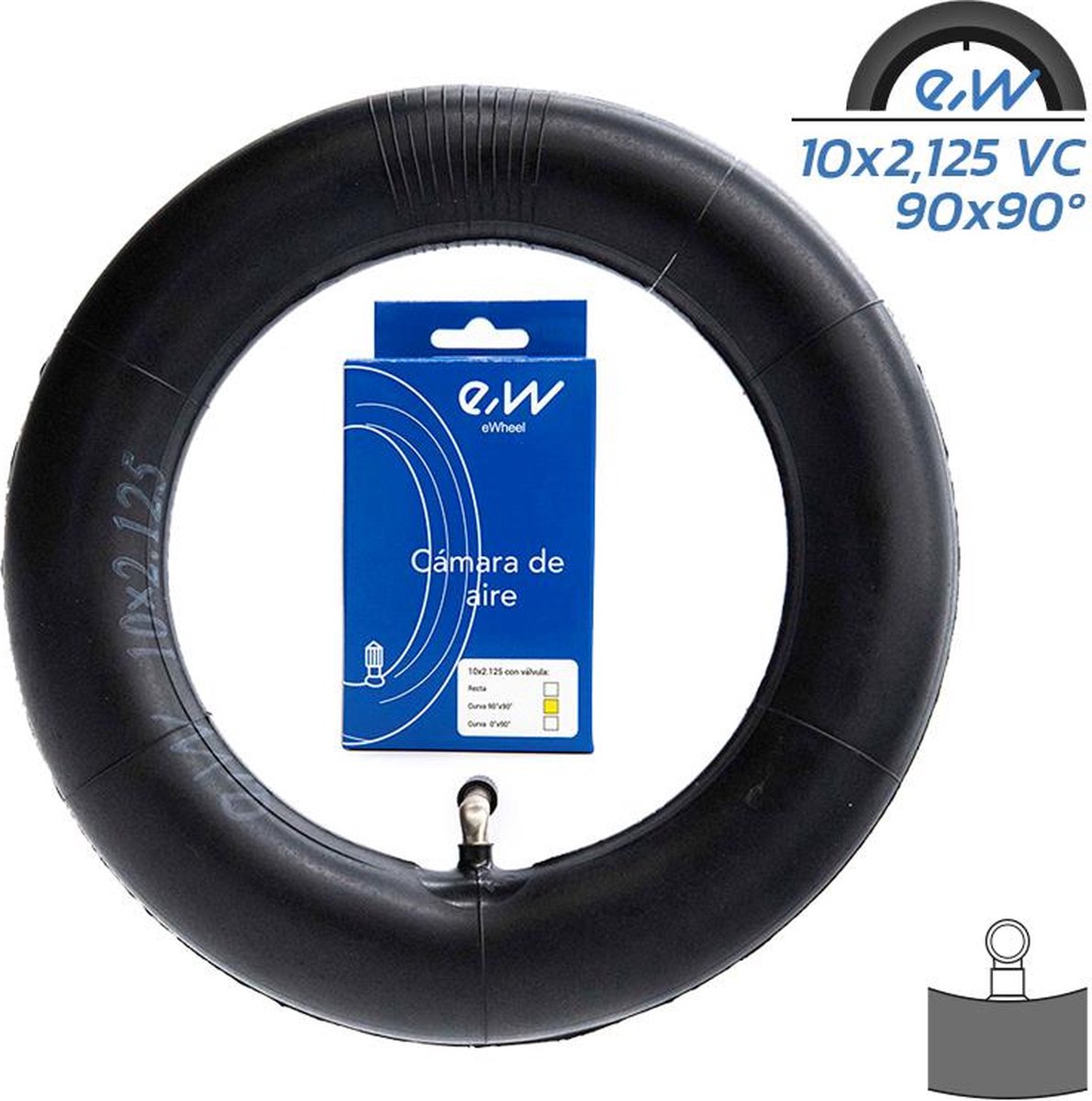 Binnenband met VC 90° ventiel | 10×2.125 inch (254×57 mm) | Elektrische step | Segway, Pure Air, Vsett & meer | Accessoires | Kinderwagen Buitenspeelvoertuigaccessoire kopen online