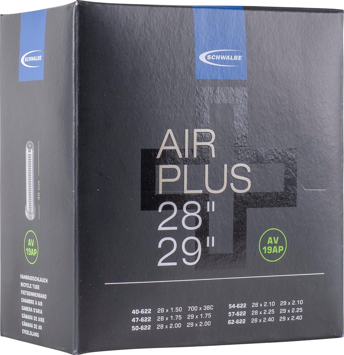 binnenband schwalbe av19ap air plus 28 29 40 62 622 40mm ventiel