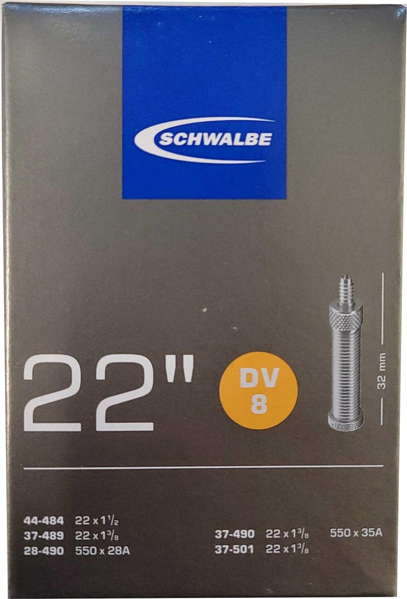 binnenband schwalbe dv8 22 28 37 489 501 32mm ventiel