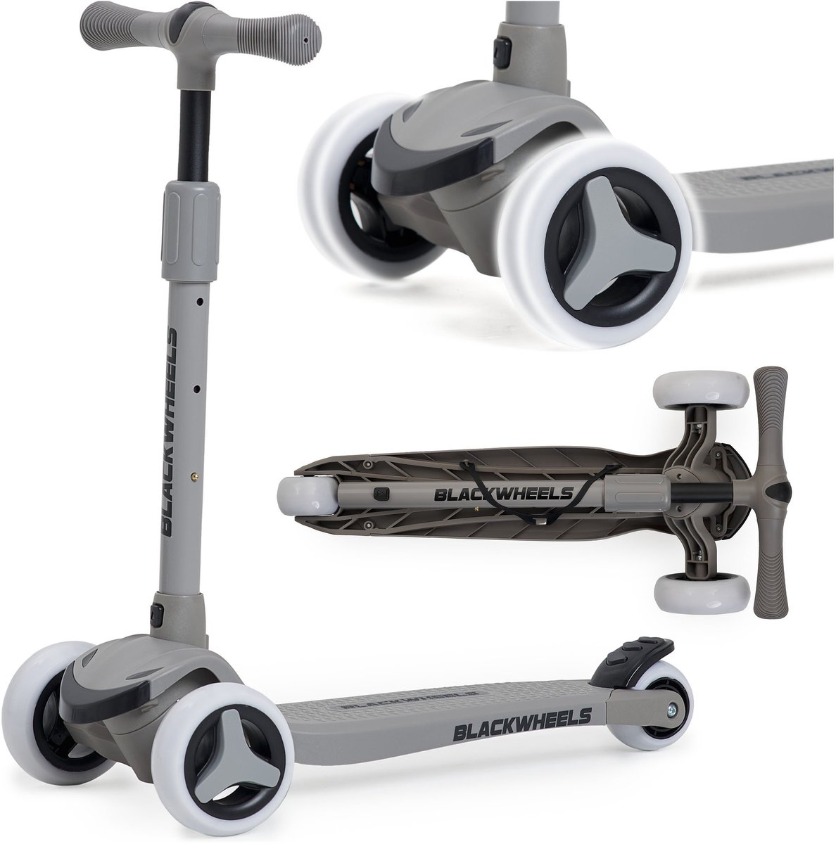 Blackwheels BLINK GRAY Scooter Step Stuntscooter 3 LED wielen Veilig voor het kind Afstelling van het stuur vouwen Step kopen online