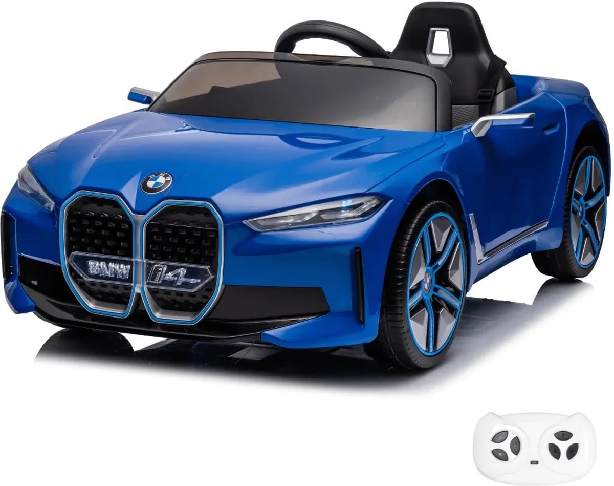 bmw i4 elektrische kinderauto 12v 1 tot 6 jaar met verlichting blauw