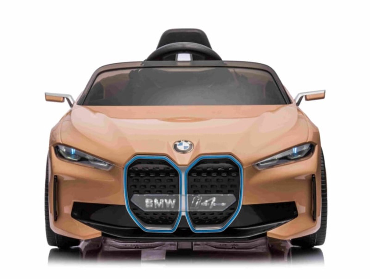 BMW I4 Goud - 1 Persoons - Dubbele motoren, geluiden en een softstart systeem | Elektrische kinderauto - Inclusief afstandsbediening - Gratis verzending - KiddoCars Accuvoertuig kopen online