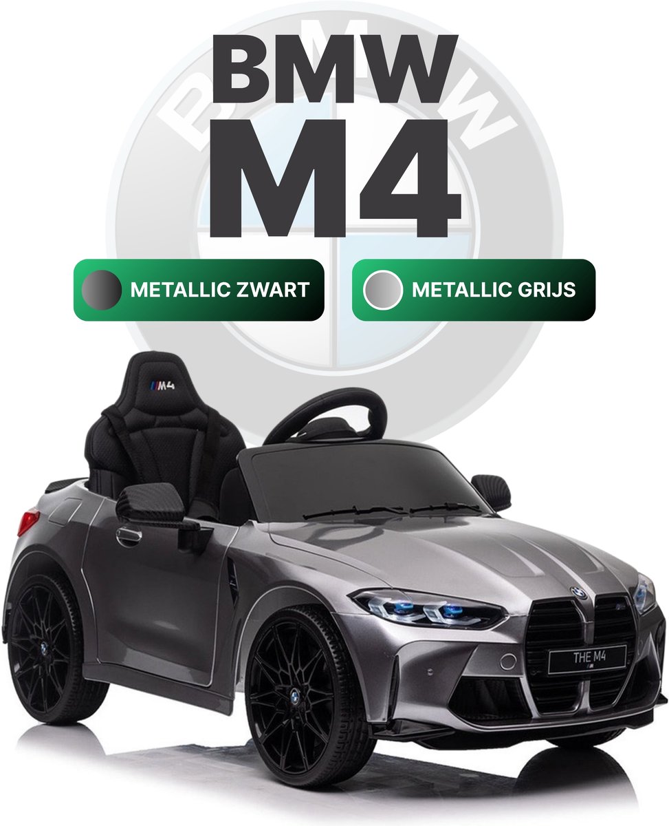 bmw m4 kinderauto bmw 1 zitter grijs met openende deuren en verlichting elektrische kinderauto