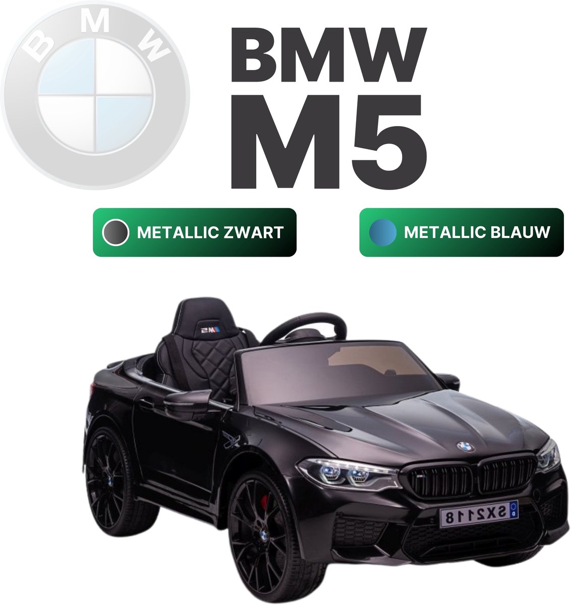 BMW M5 - Elektrische Kinderauto - 24V - Metallic Zwart Accuvoertuig kopen online