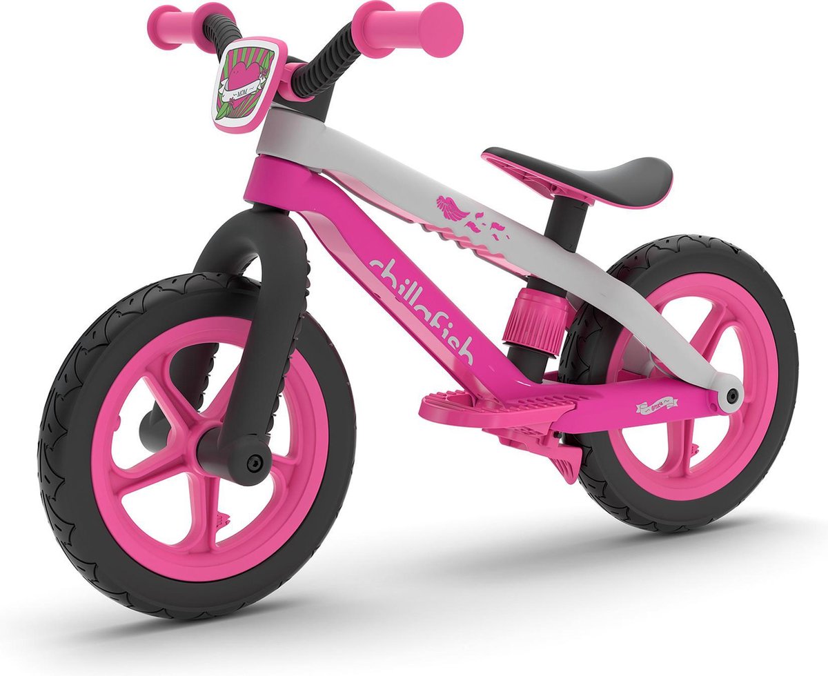 BMXie 2 - lichtgewicht funky loopfiets met 12 RubberSkin banden en voetrem, pink Loopfiets kopen online