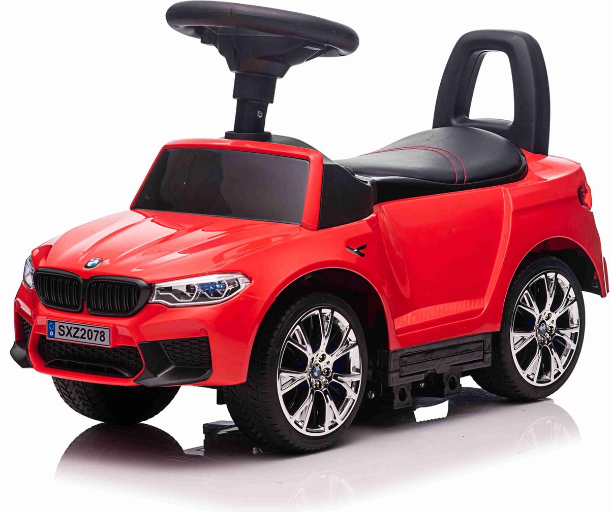 Bogi luxe loopauto - loopwagen - Babywalker - BMW M5 - Leren zitje - Luxe uitvoering - Goede kwaliteit - Rood Loopauto kopen online