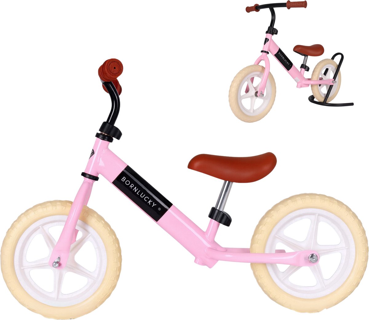 Born Lucky® Loopfiets –Vanaf 2 jaar – 10 inch massieve banden - Verstelbaar Zadel & Stuur – Roze Loopfiets kopen online