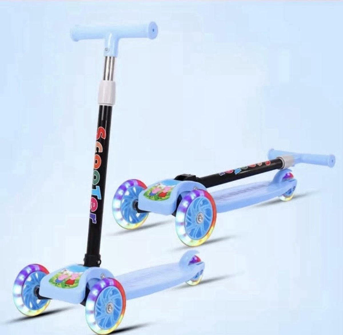 Borvat® - Opvouwbare Driewielige Kinderscooter met LED Wielen - Verstelbaar Stuur, Lichtgewicht & Veilig - Voor Kinderen 3-8 Jaar - Blauw Step kopen online