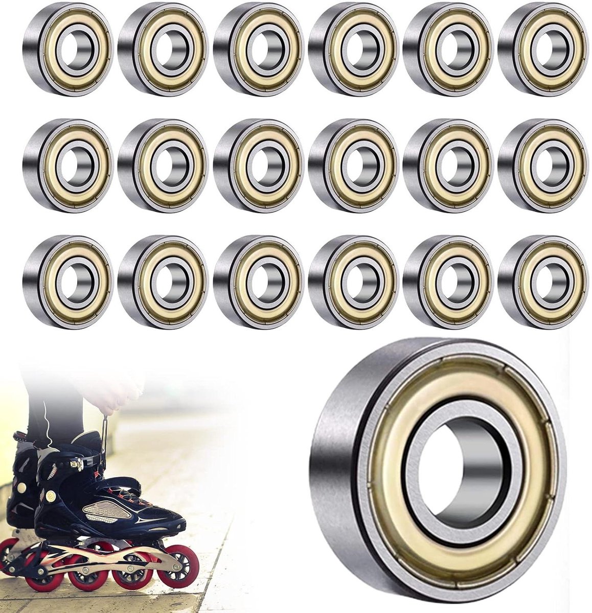 Brenzoos - Skateboard kogellagers 8x22x7 - Set van 18 stuks - Voor inline wielen Skateonderdeel kopen online