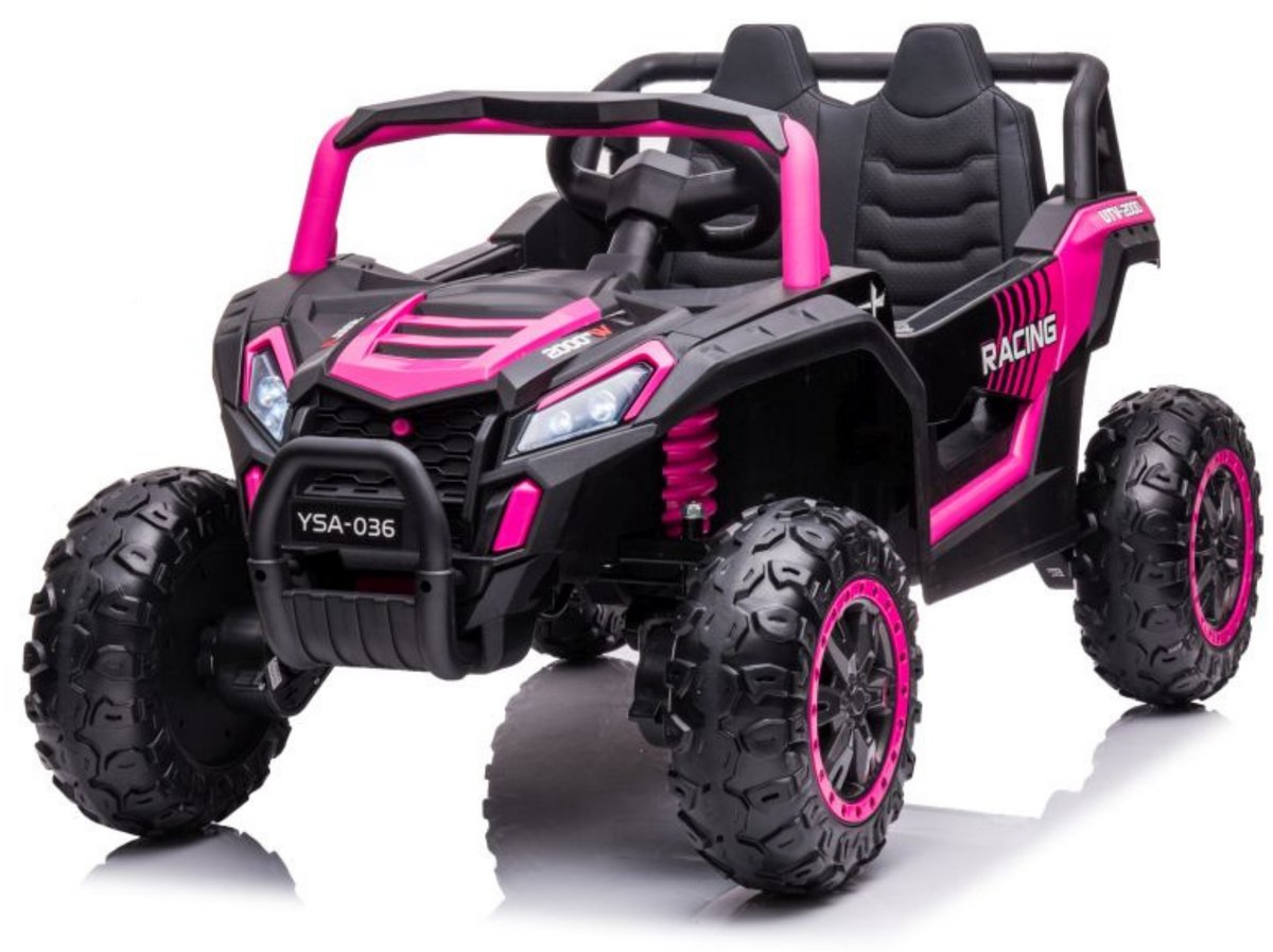buggy dessert elektrische kinderbuggy 4x4 roze robuuste kinderauto met rubberen banden lederen zitting