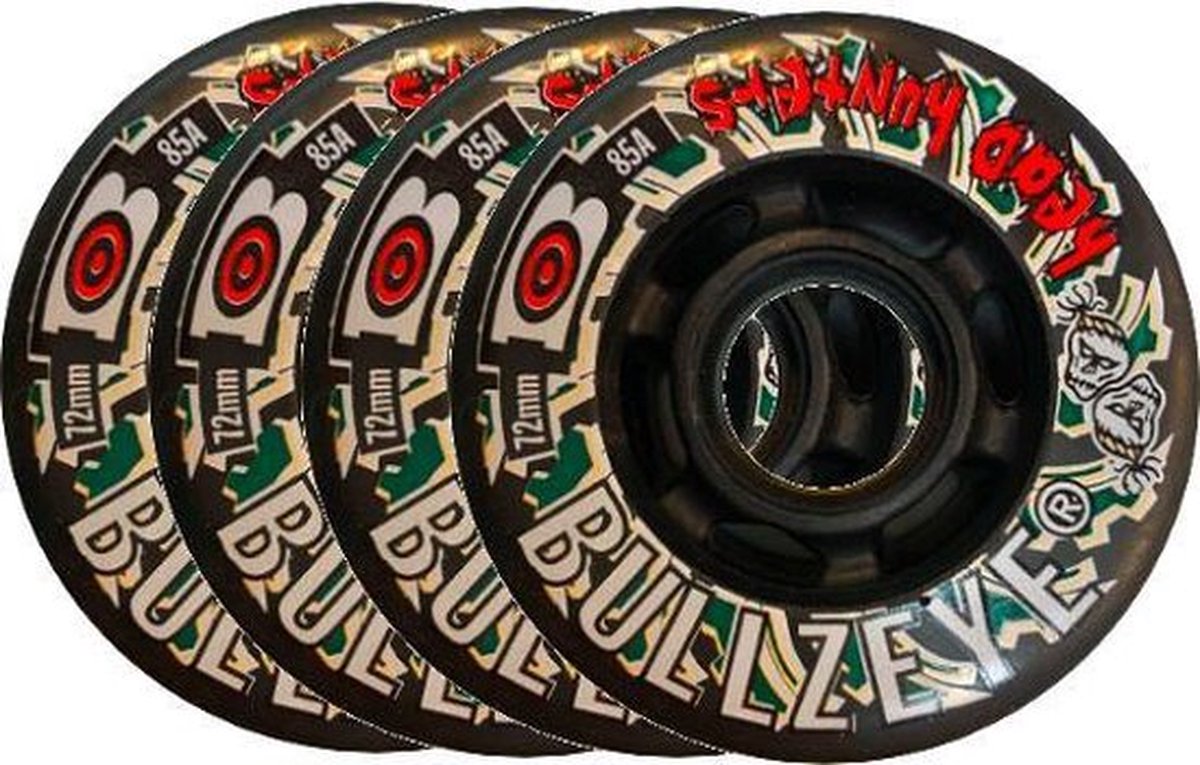 bullz eye wielen voor inlineskates aggressive skating 72mm 85a zwart set van 4 wielen