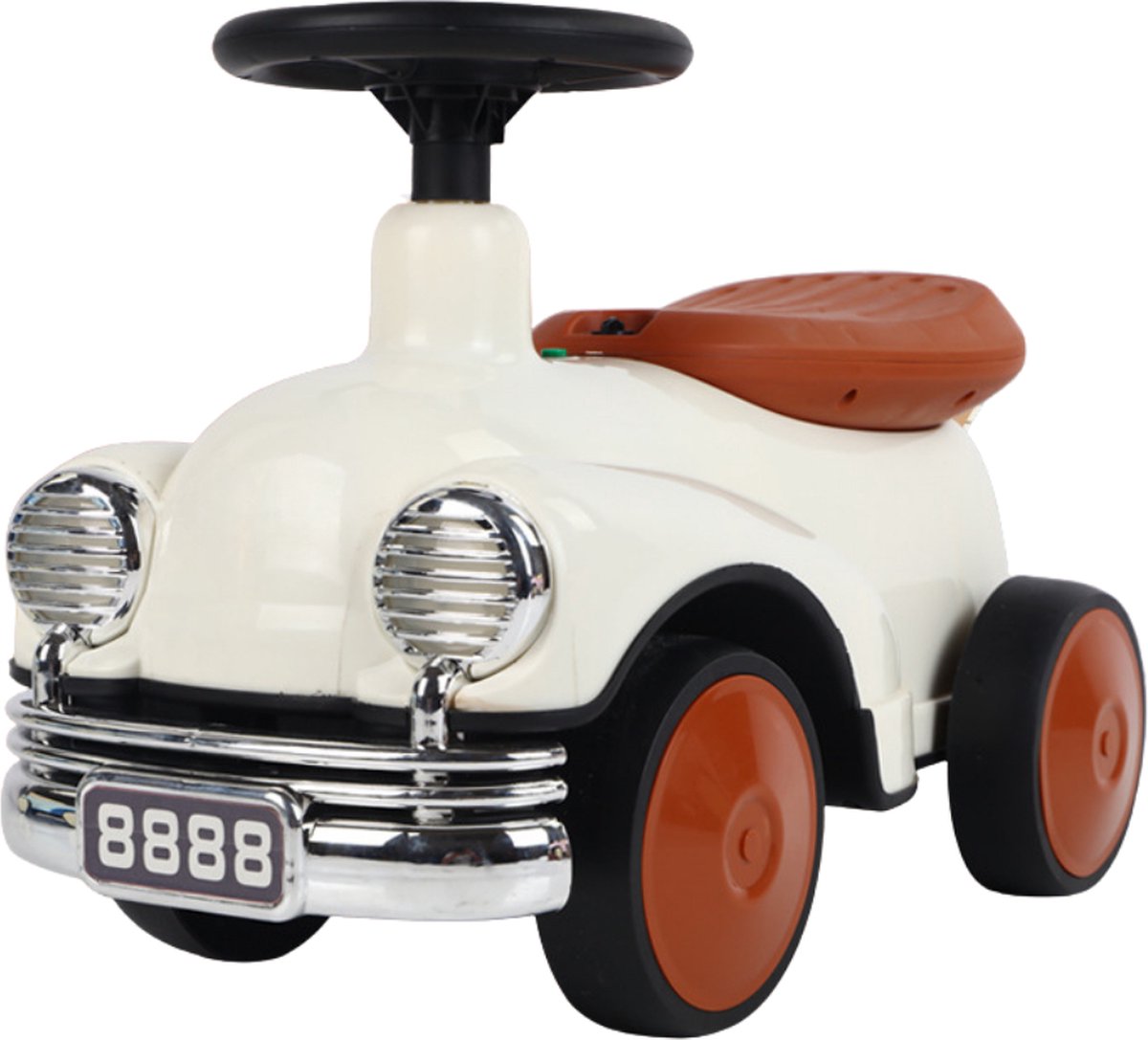 buxibo retro loopauto loopwagen voor jongens meisjes 1 3 jaar duurzaam veilig stimuleert motorische vaardigheden bruin wit 58x29x38cm