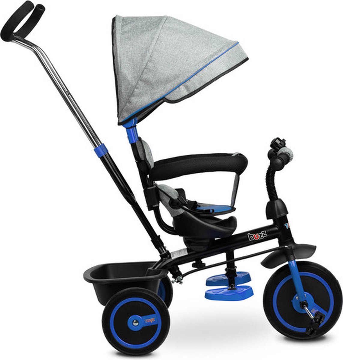 Caretero Toyz Buzz Driewieler Marineblauw - Driewieler met Duwstang - Verstelbare Voetsteun - Zonnekap - Mand voor Speelgoed - Driewieler Peuter Driewieler kopen online