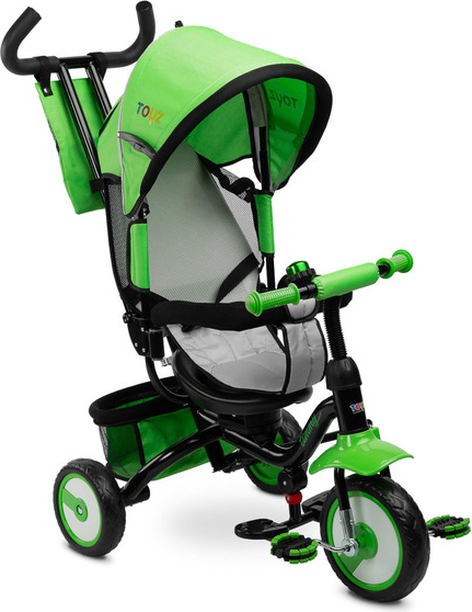 Caretero Toyz Timmy Driewieler Groen - Driewieler Peuter - Met Stuurstang en Opvouwbare Voetsteun - Verstelbare Rugleuning - Driewieler Loopfiets Driewieler kopen online