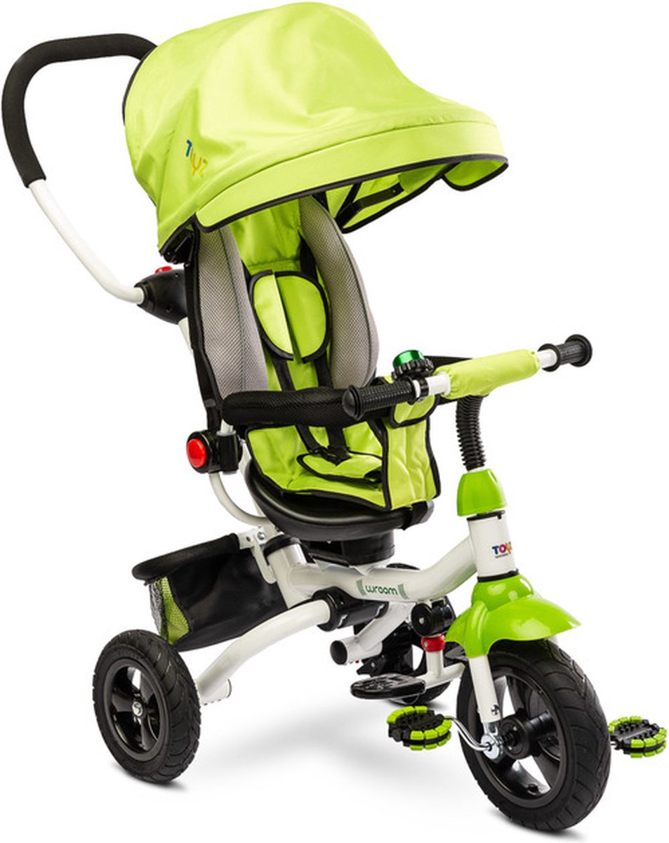 caretero toyz wroom driewieler groen driewieler peuter met duwstang draaibare zitting en opvouwbaar frame verstelbaar stuur driewieler loopfiets