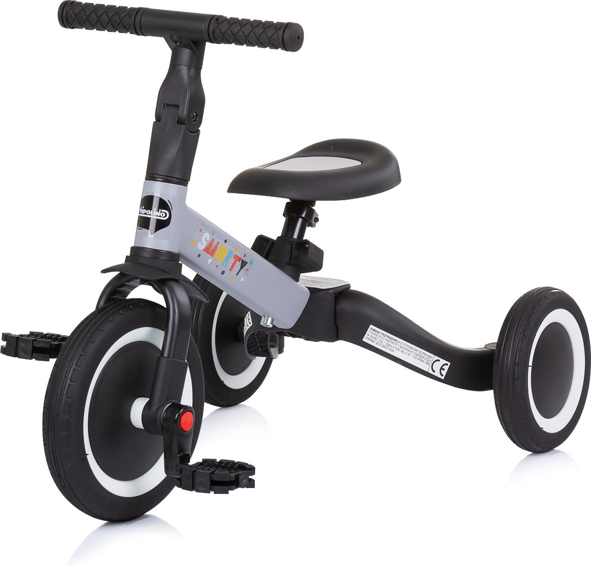 Chipolino Driewieler Smarty - 2 in 1 - Loopfiets - Rubberen banden - Vanaf 12 maanden - Grijs Driewieler kopen online