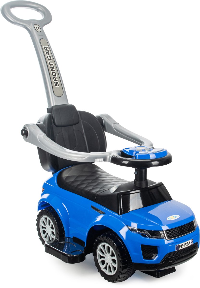 COIL Loopauto voor kinderen, Kinderauto, auto met claxon en muziek, opbergruimte onder de stoel, lichte loopauto met duwbeugel, 3in1, tot 27 kg, vanaf 12 maanden, blauw Loopauto kopen online