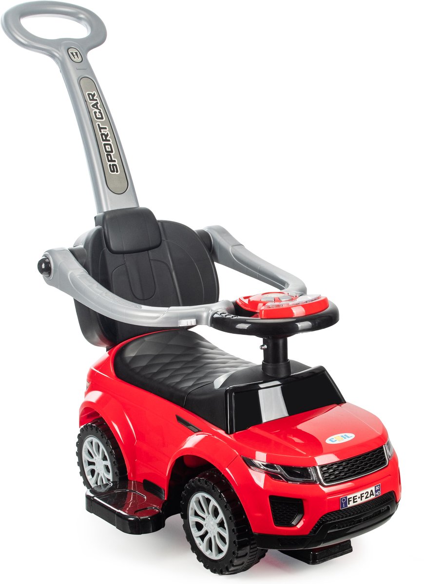 COIL Loopauto voor kinderen, Kinderauto, auto met claxon en muziek, opbergruimte onder de stoel, lichte loopauto met duwbeugel, 3in1, tot 27 kg, vanaf 12 maanden, rood Loopauto kopen online