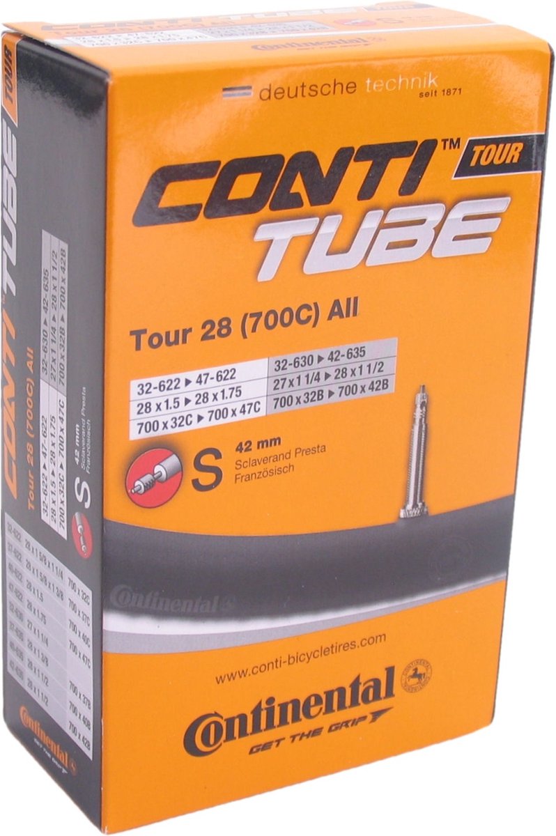 continental tour 28 binnenband fiets frans ventiel 42 mm 28 x 1 1 4 1 3 8 175 200