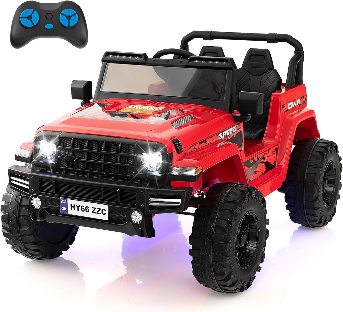 costway 24 v elektrische kinderauto 2 zits kinderauto met 2 4 g afstandsbediening met muziek claxon en ledverlichting voor kinderen vanaf 3 jaar rood