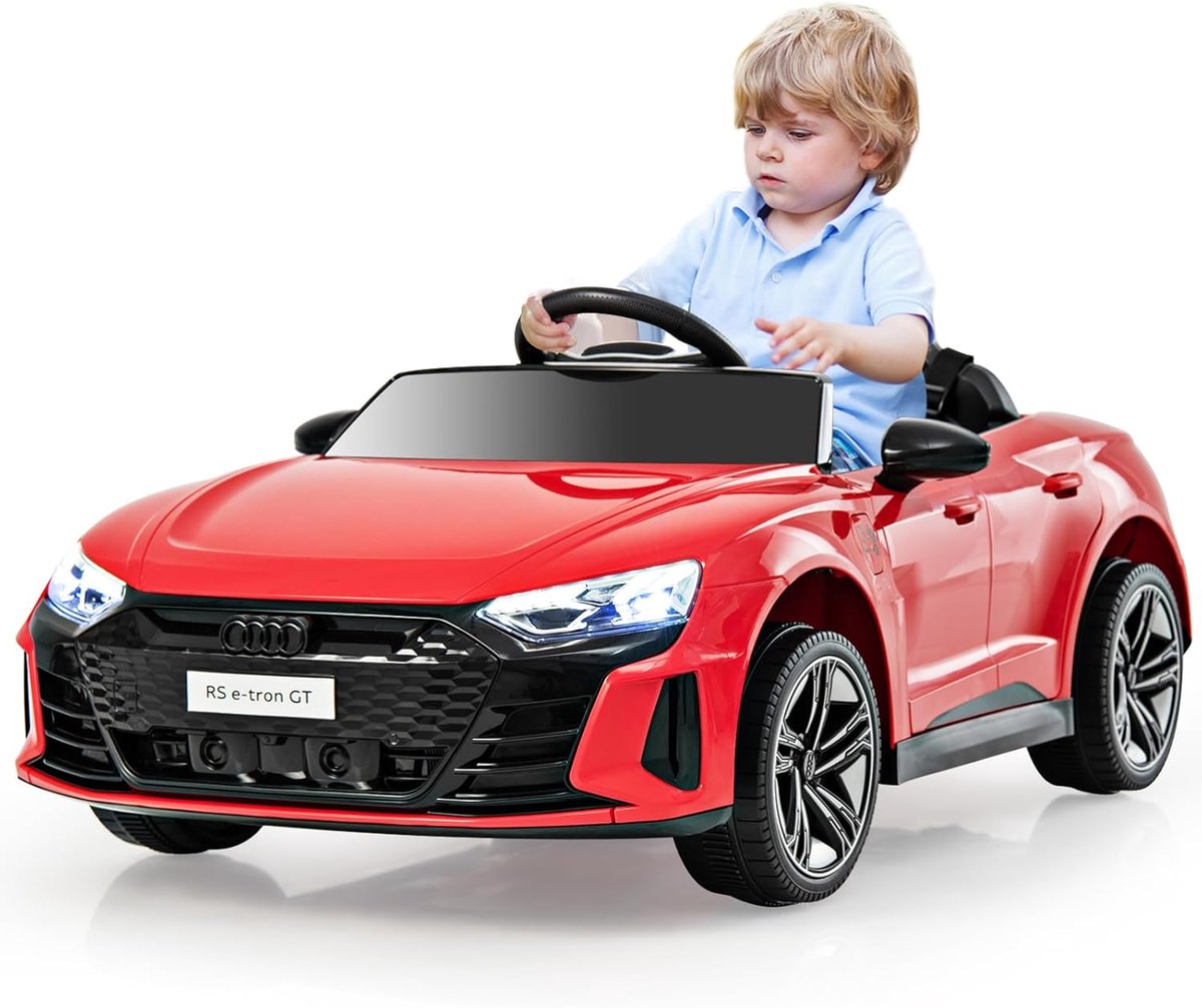 costway audi rs elektrische auto voor kinderen 12 v elektrische kinderauto met 2 4 g afstandsbediening muziek en koplamp 3 5 km u elektrische voertuigen voor kinderen vanaf 3 jaar rood