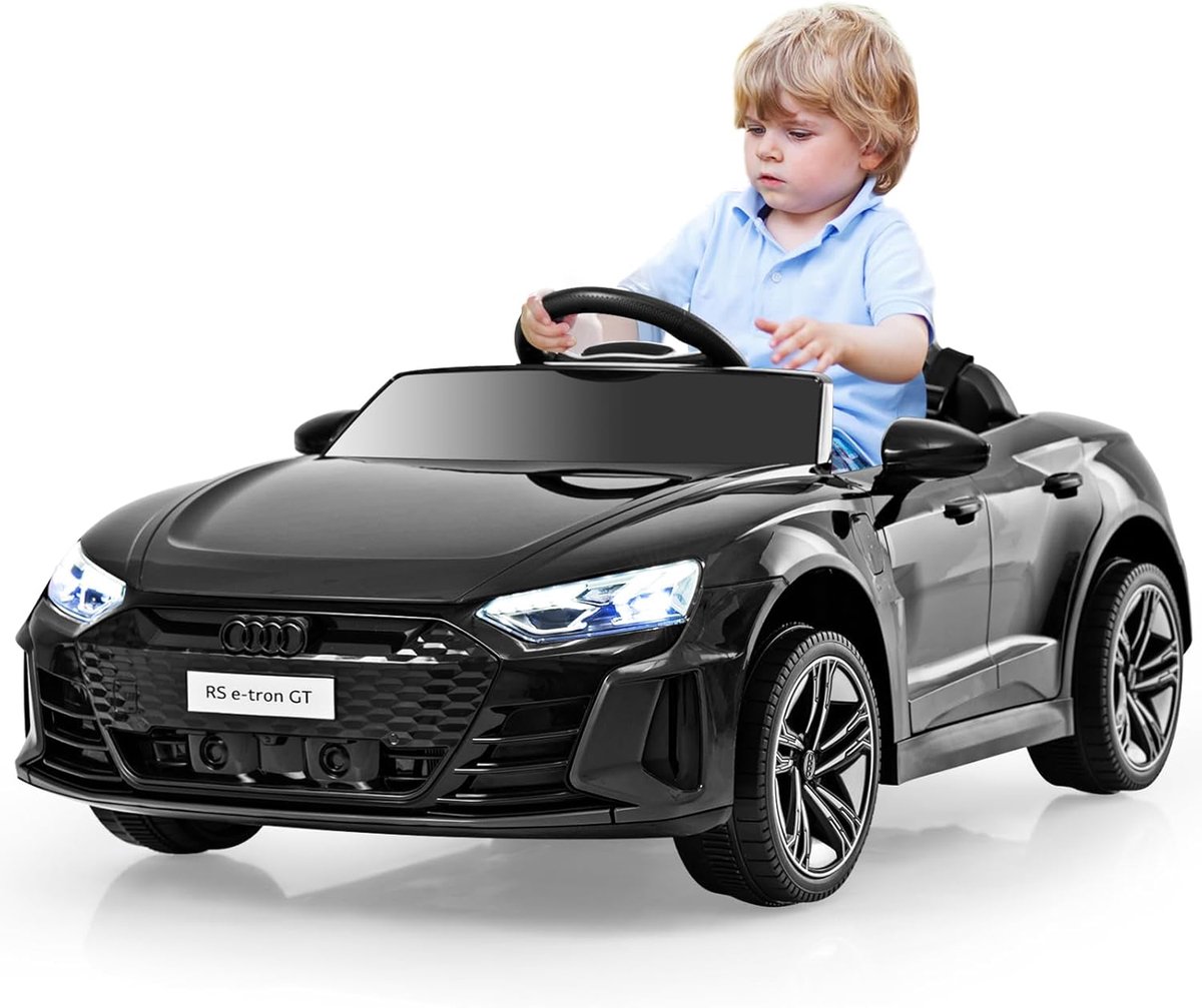 COSTWAY Audi RS Elektrische kinderauto met 2,4 G afstandsbediening, 12 V, kinderauto met muziek en koplamp, 3-5 km/u, ideaal voor kinderen vanaf 3 jaar (zwart) Accuvoertuig kopen online