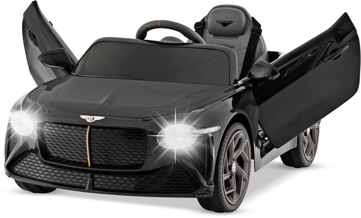 costway bentley elektrische auto voor kinderen 12 v kindervoertuig met afstandsbediening licht muziek en usb elektrische kinderauto elektrisch voertuig voor kinderen vanaf 3 jaar zwart