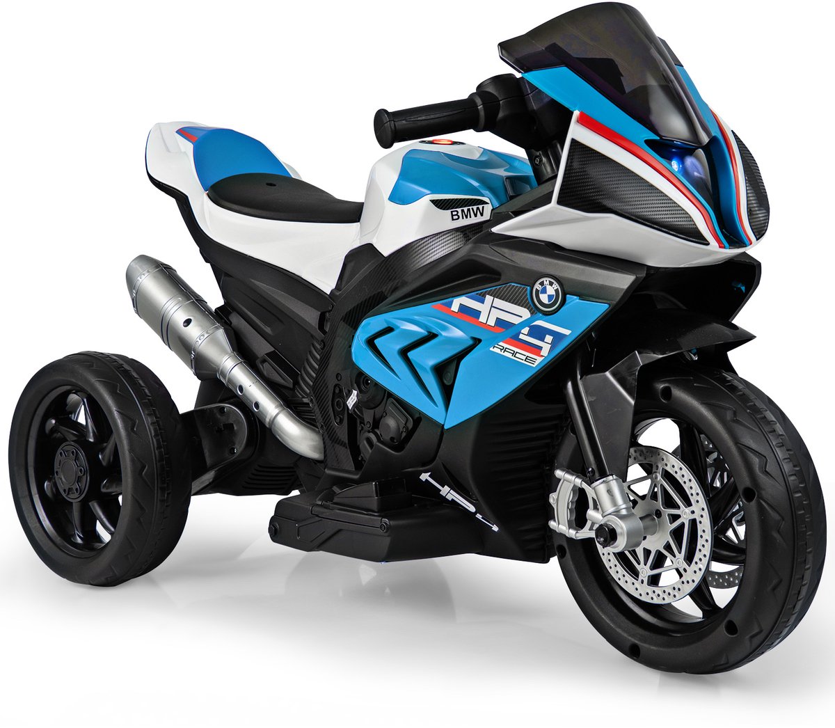 COSTWAY BMW Elektrische motorfiets met muziek en koplamp, 6 V, driewieler, kindermotorfiets tot 3 km/u, elektrische motorfiets met 2 steunwielen, geschikt voor kinderen vanaf 3 jaar oud (blauw) Accuvoertuig kopen online