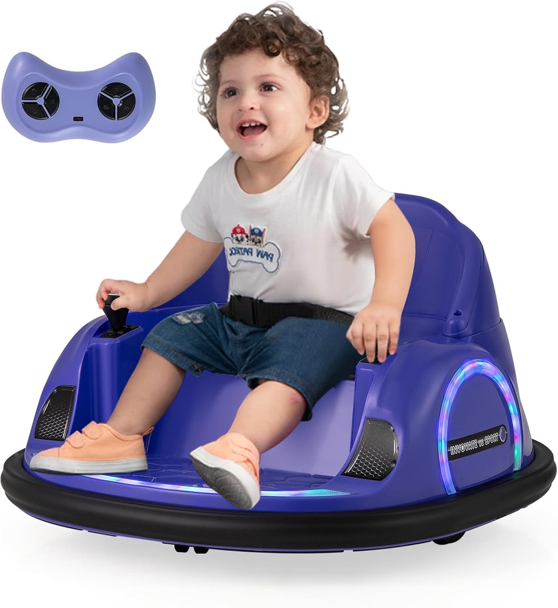 COSTWAY Elektrische autoscooter voor kinderen, elektrische bumper auto met afstandsbediening en knipperende ledlampen, muziek en 360 graden rotatie, tot 2 km/u, voor kinderen vanaf 18 maanden (paars) Accuvoertuig kopen online
