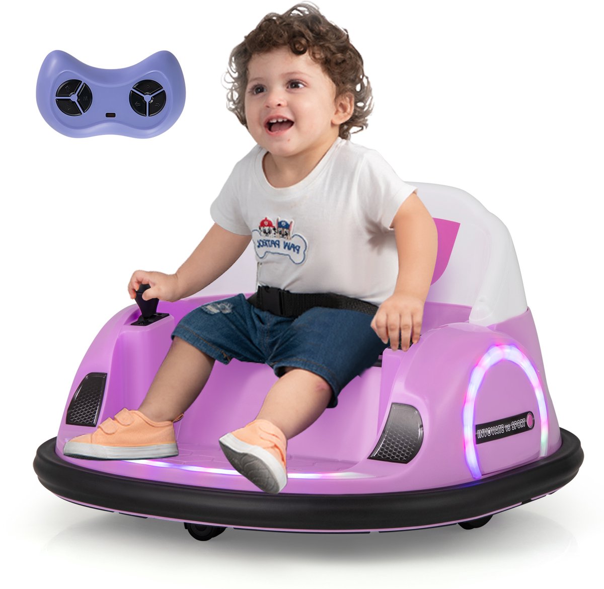 COSTWAY Elektrische autoscooter voor kinderen, elektrische bumper met afstandsbediening en knipperende ledlampen, muziek en 360 graden rotatie, tot 2 km/u, voor kinderen vanaf 18 maanden, roze Accuvoertuig kopen online