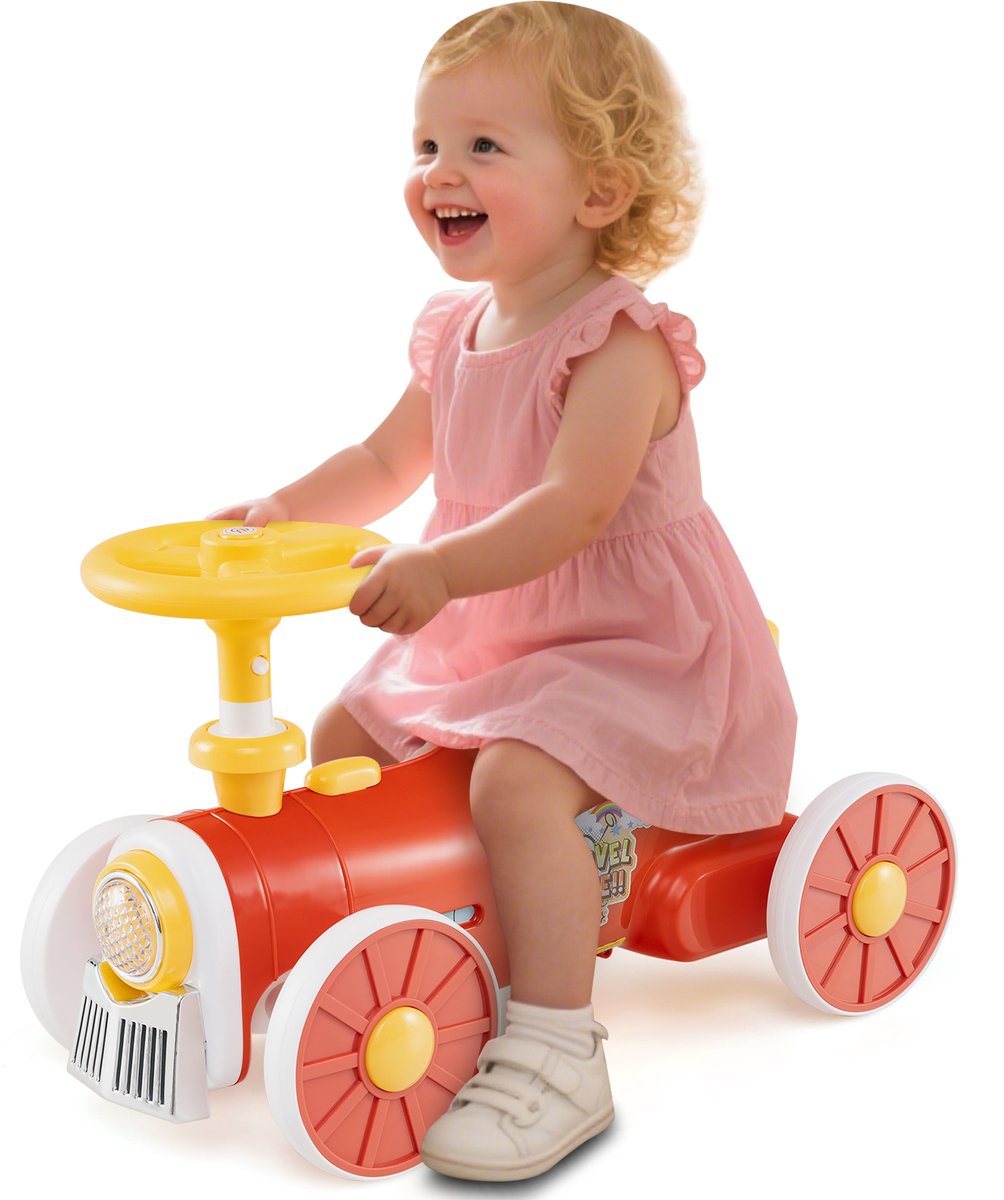 COSTWAY Glijauto, glijvoertuig met stuurwiel, fluitknop en opbergruimte onder de zitting, kinderauto, voor jongens en meisjes vanaf 1 jaar, 61 x 30 x 38 cm (rood) Accuvoertuig kopen online