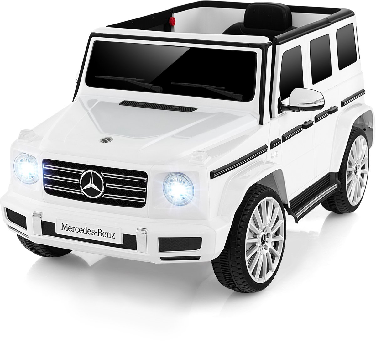 costway mercedes benz g500 elektrische auto voor kinderen kinderauto elektrisch met afstandsbediening claxon muziek ledlampen elektrische auto voor kinderen vanaf 3 jaar wit