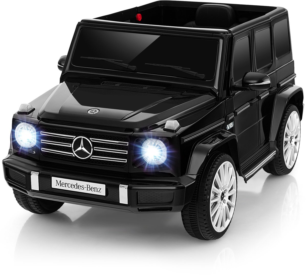 COSTWAY Mercedes Benz G500 elektrische auto voor kinderen, kinderauto, elektrisch met afstandsbediening, claxon, muziek, ledlampen, elektrische auto voor kinderen vanaf 3 jaar (zwart) Accuvoertuig kopen online