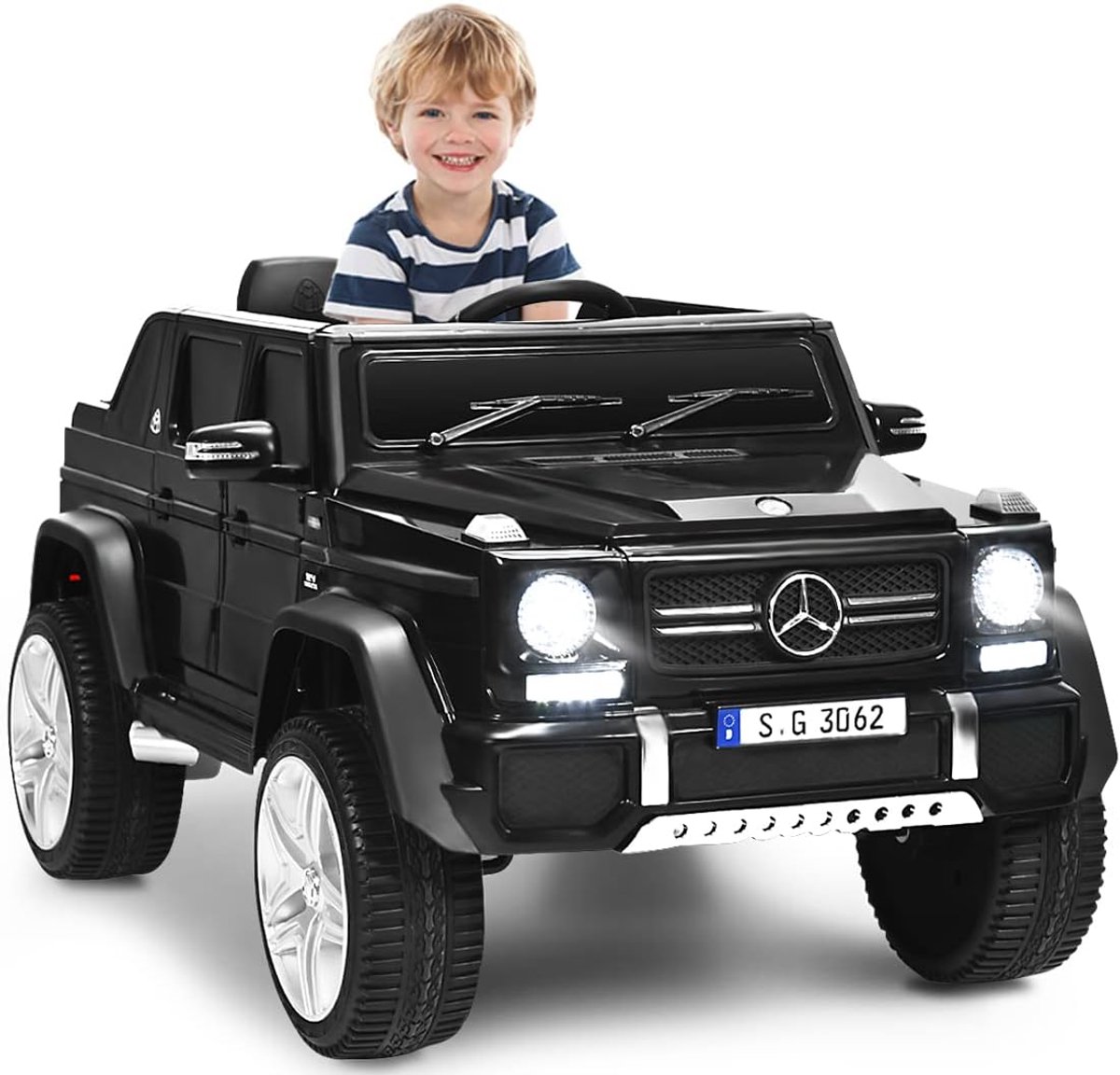 COSTWAY Mercedes-Benz Maybach Elektrische kinderauto, 12 V, met muziek, claxon en ledverlichting, 2,5-5,5 km/u, incl. 2,4 G-afstandsbediening, voor kinderen vanaf 3 jaar (zwart) Accuvoertuig kopen online