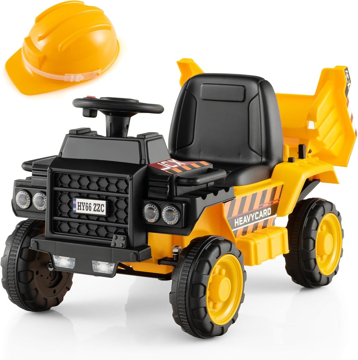 costway tq10154de ywde elektrische kinderauto zit kiepwagen met veiligheidshelm kindertractor tot 2 5 km u elektrische vrachtwagen voor kinderen vanaf 18 maanden
