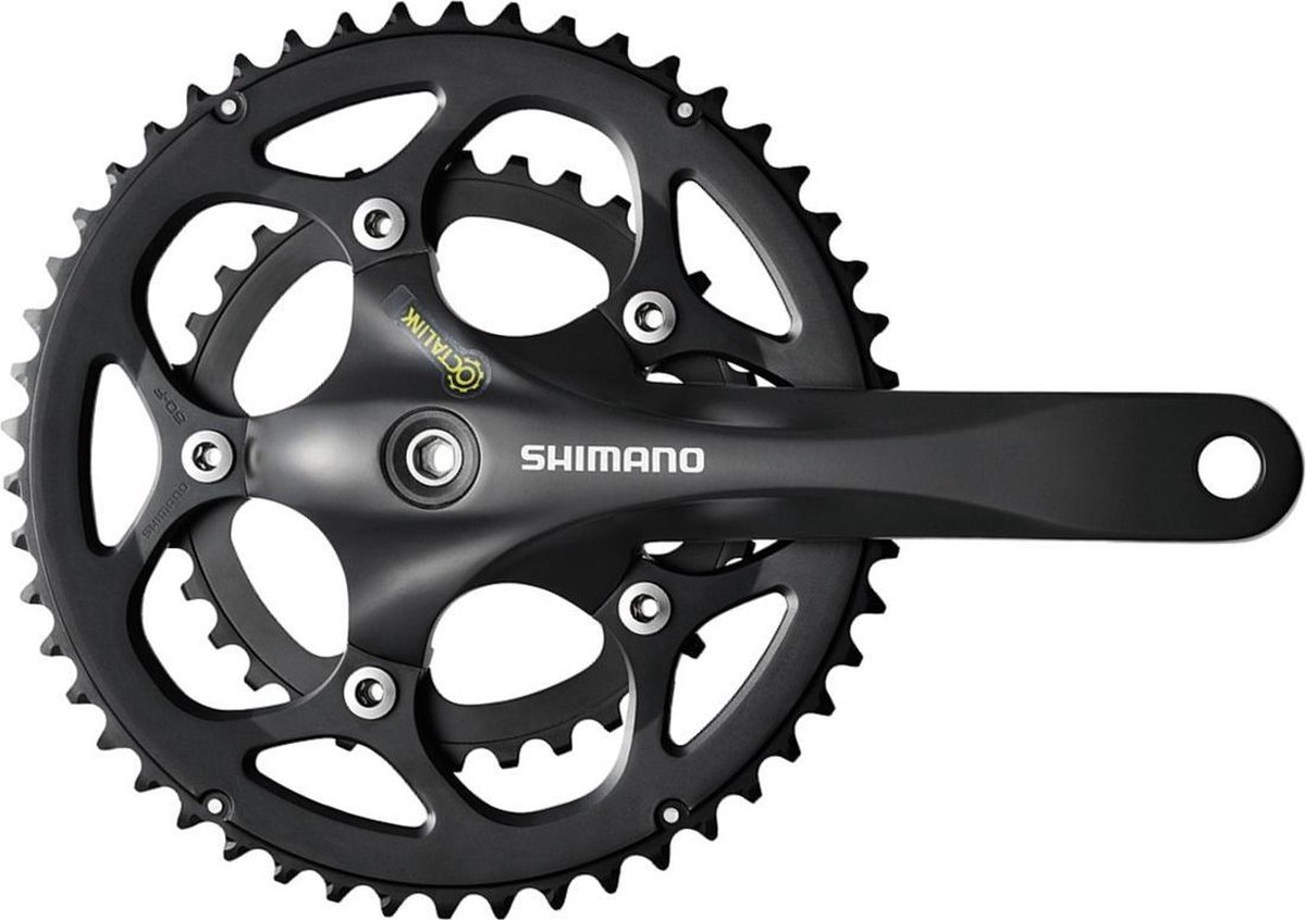 crankstel 2 x 9 speed shimano road fc rs345 175 50 34 octalink zwart