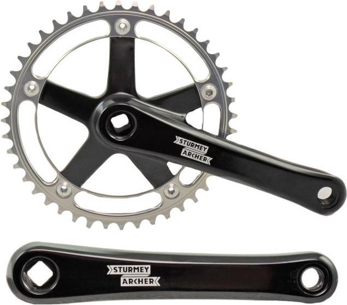 crankstel 44 t fixie zwart anodised