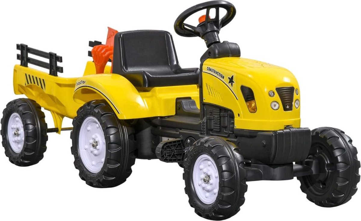 dd looptractor loopauto loop tractor met aanhangwagen 133x42x51cm geel