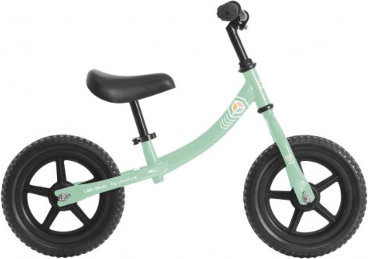 DeQube Loopfiets Mint met Twee Wielen - Vanaf 2 Jaar - Inclusief Stickers en Bel - 12 Inch Balansfiets Loopfiets kopen online