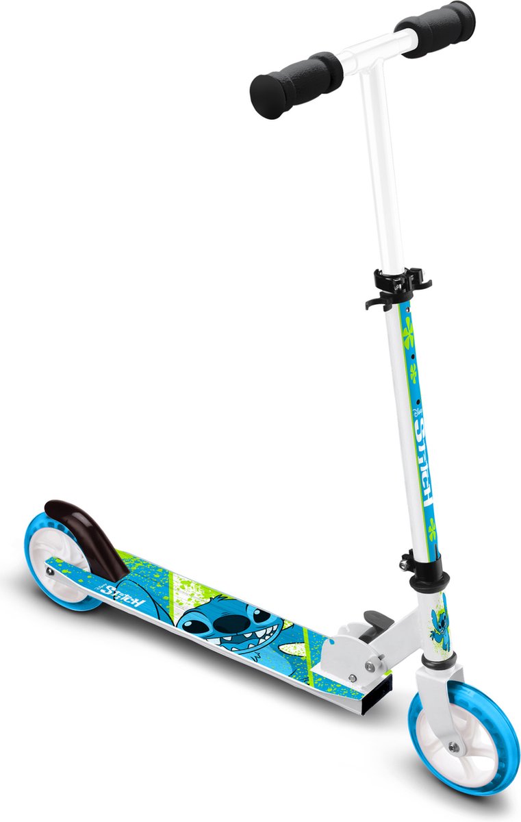 disney stitch 2 wiel kinderstep opvouwbaar voetrem wit blauw