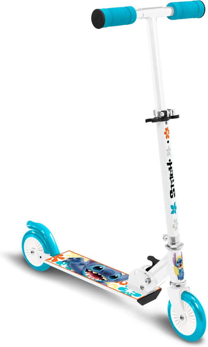 Disney Stitch 2-wiel Kinderstep Opvouwbaar Voetrem Wit/petroblauw Step kopen online