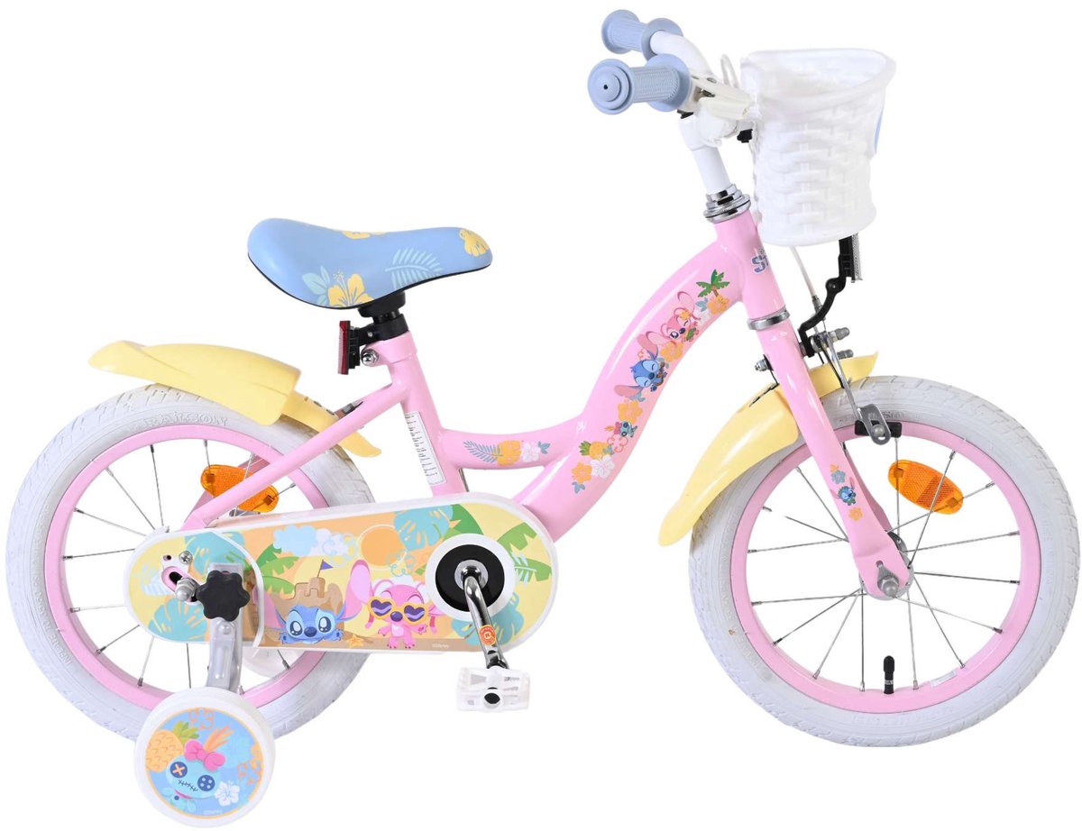 disney stitch kinderfiets meisjes 14 inch roze
