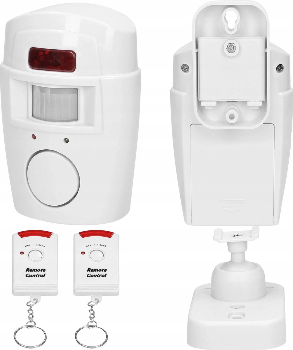 draadloos alarmsysteem met sirene bewegingsmelder 2 afstandsbedieningen 6 meter detectie