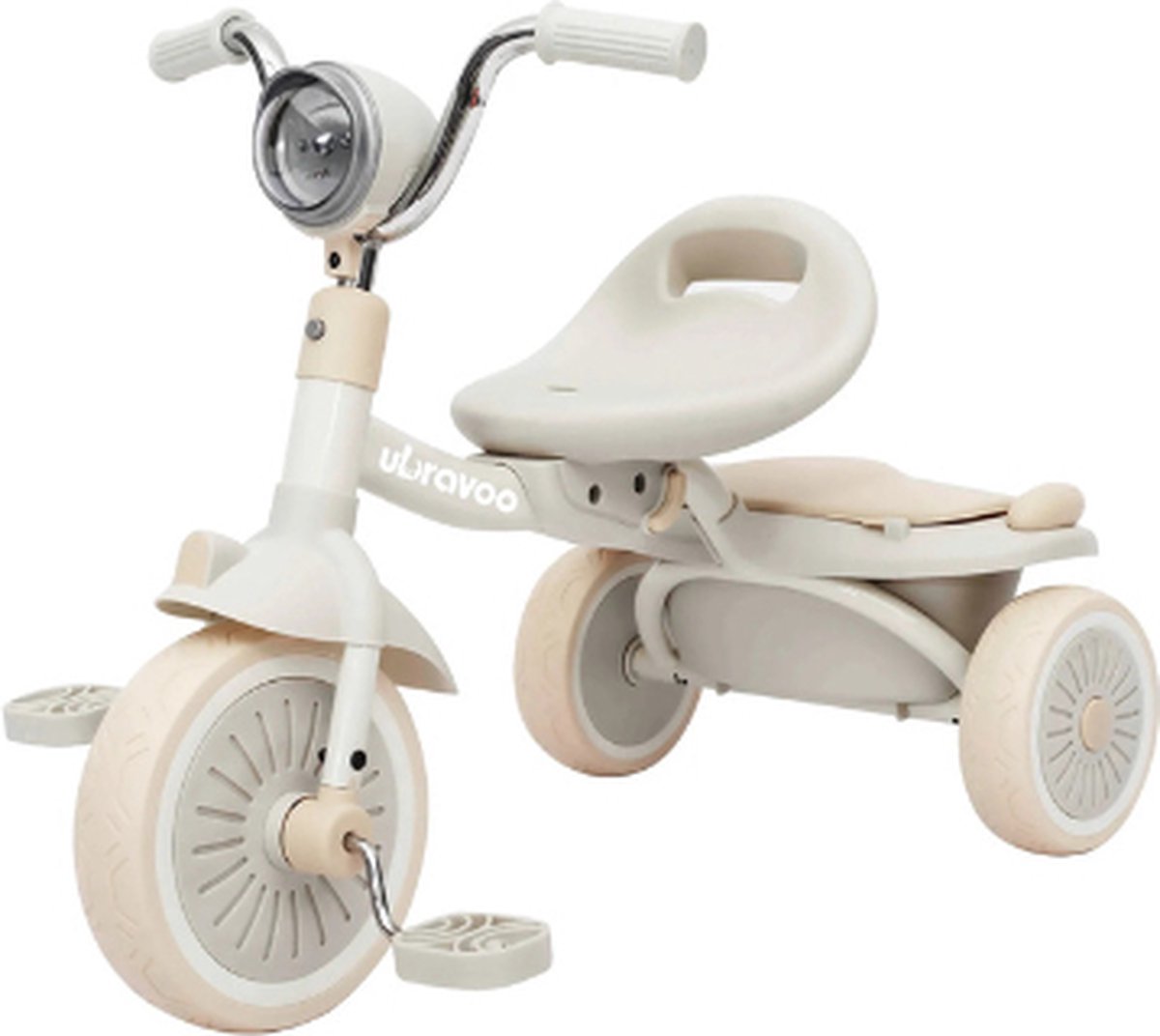 Driewieler - 1 tot 5 jaar - Peuter fiets - Driewielers - Driewieler meisje - Peuterfiets jongens - Met lamp en bakje - Wit/Beige Driewieler kopen online