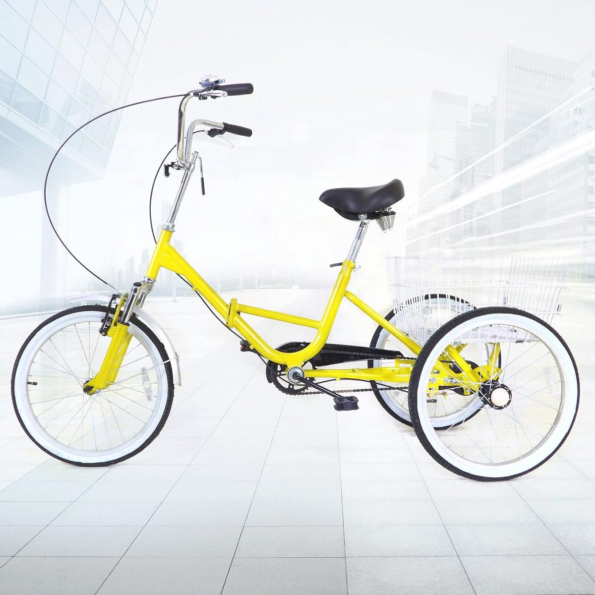 Driewieler Fiets - Driewieler voor volwassenen - Fiets 20 Inch - 1 Versnelling - Geel Driewieler kopen online