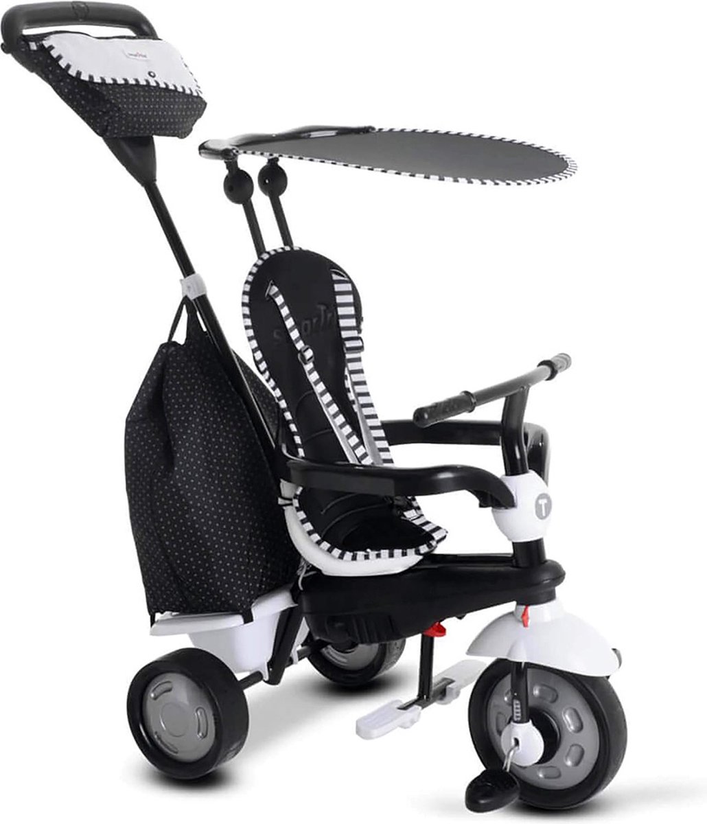 Driewieler met Duwstang - Driewielers - Loopfiets - Zwart met Wit Driewieler kopen online