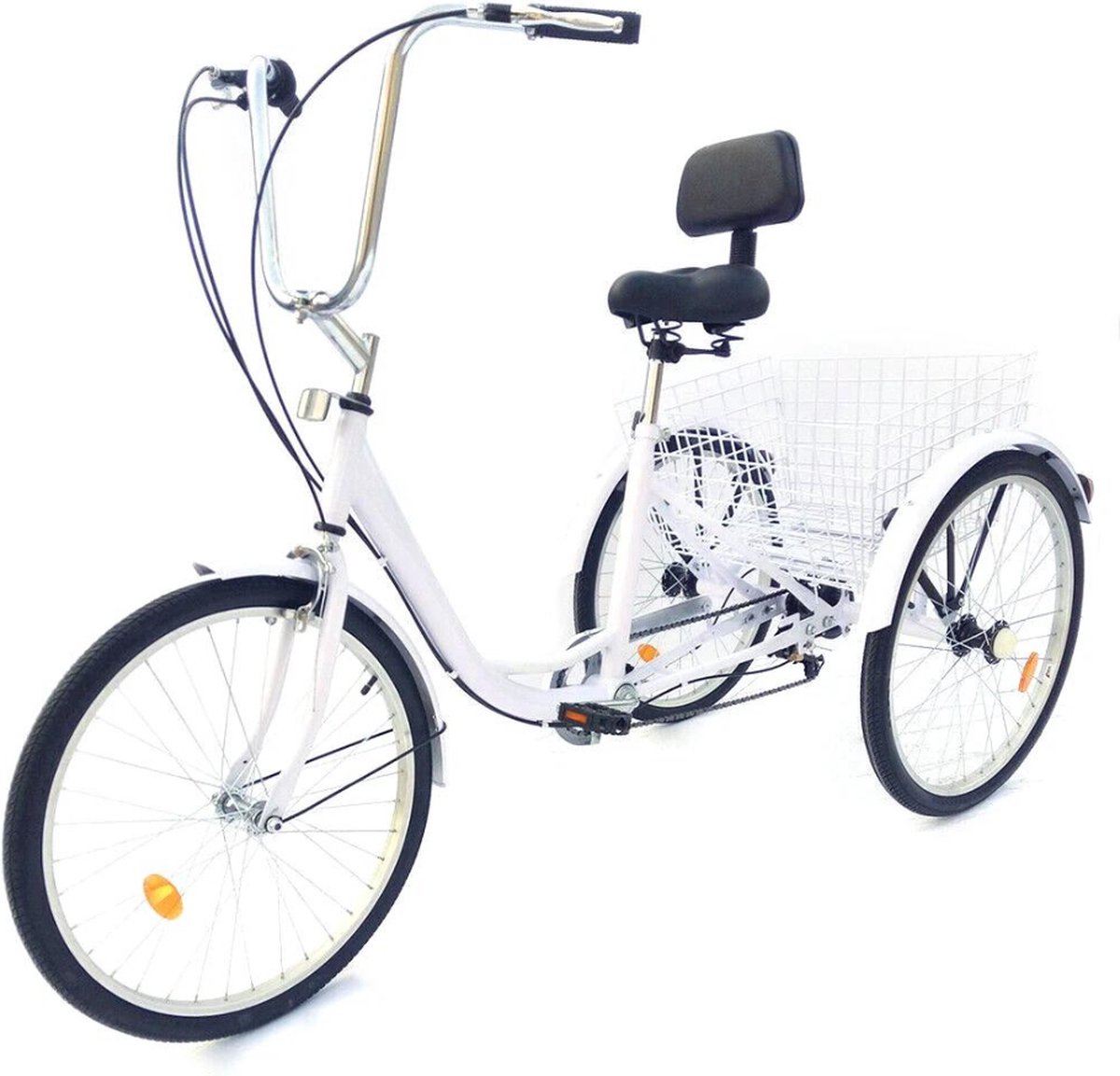driewieler voor volwassenen fiets inclusief fietsmand 6 versnellingen wit