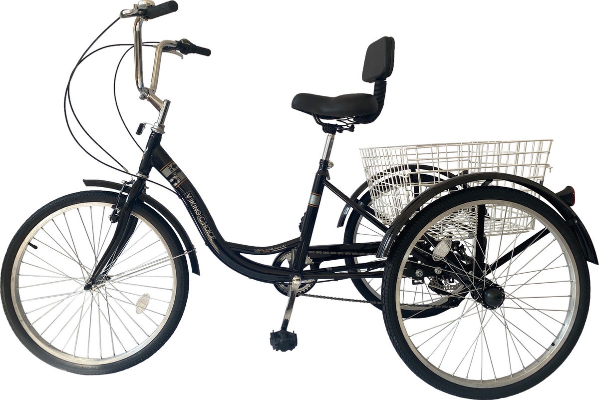 Driewieler voor volwassenen - Zwarte driewieler met mand - 180x82 cm - 7 versnellingen - Staal frame Driewieler kopen online