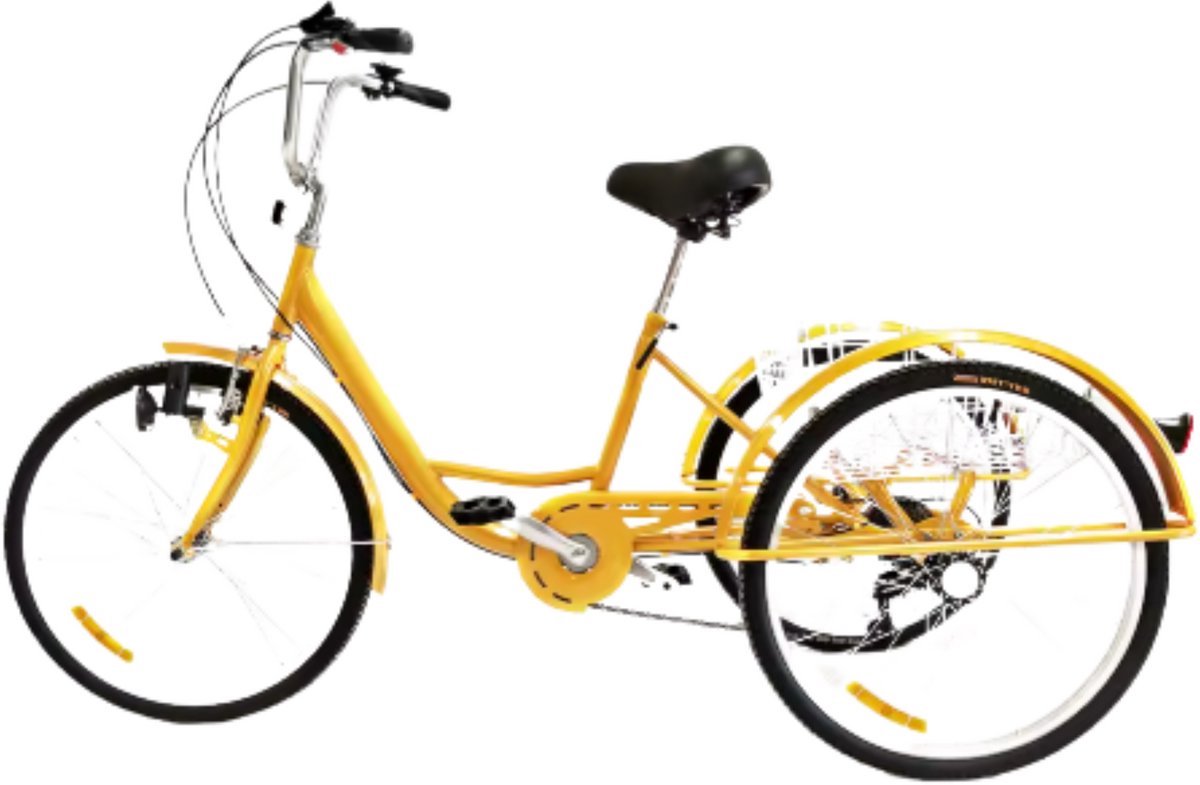 Driewieler Zyrell - Milano - 6 versnellingen - Fiets voor volwassenen en senioren - 24 Inch - Opvouwbare Trike - Met mand - Voorrem - Zwart Driewieler kopen online